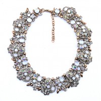 Ivory Seeki Aurora Borealis Crystal Cluster Statement Necklace